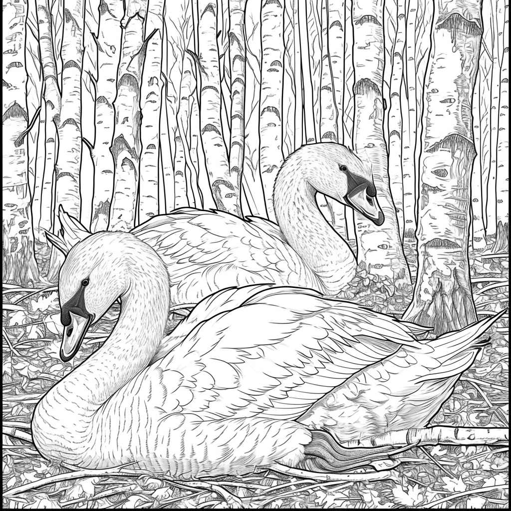 Swans of the Birch Forest