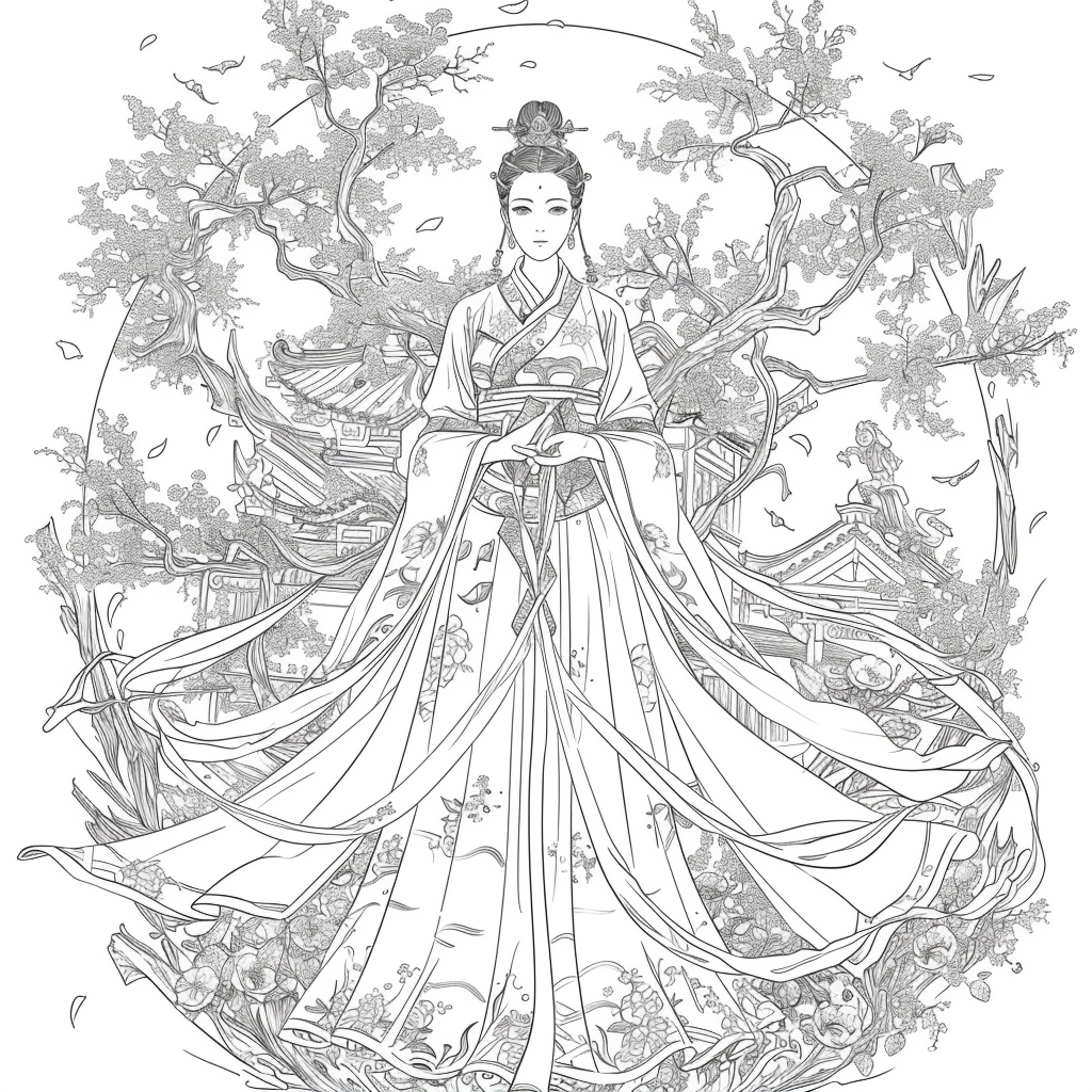 A radiant princess of Blossoms and the Peacock’s Grace