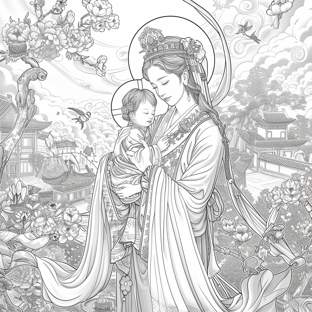 Sanctuary of Blossoms – The Sacred Mother and Child