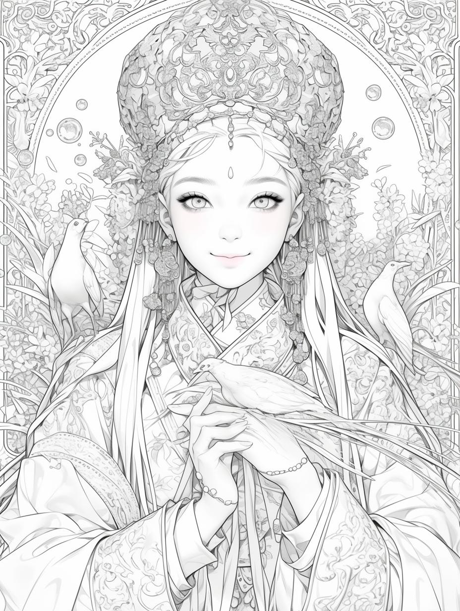 Korean Hanbok Fantasy with Peacock Wings