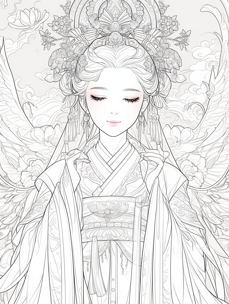 Korean Hanbok Fantasy with Peacock Wings