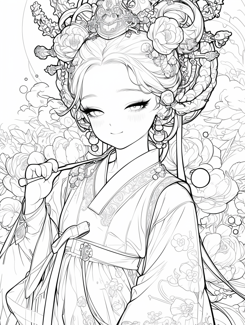 Korean Hanbok Fantasy with Peacock Wings
