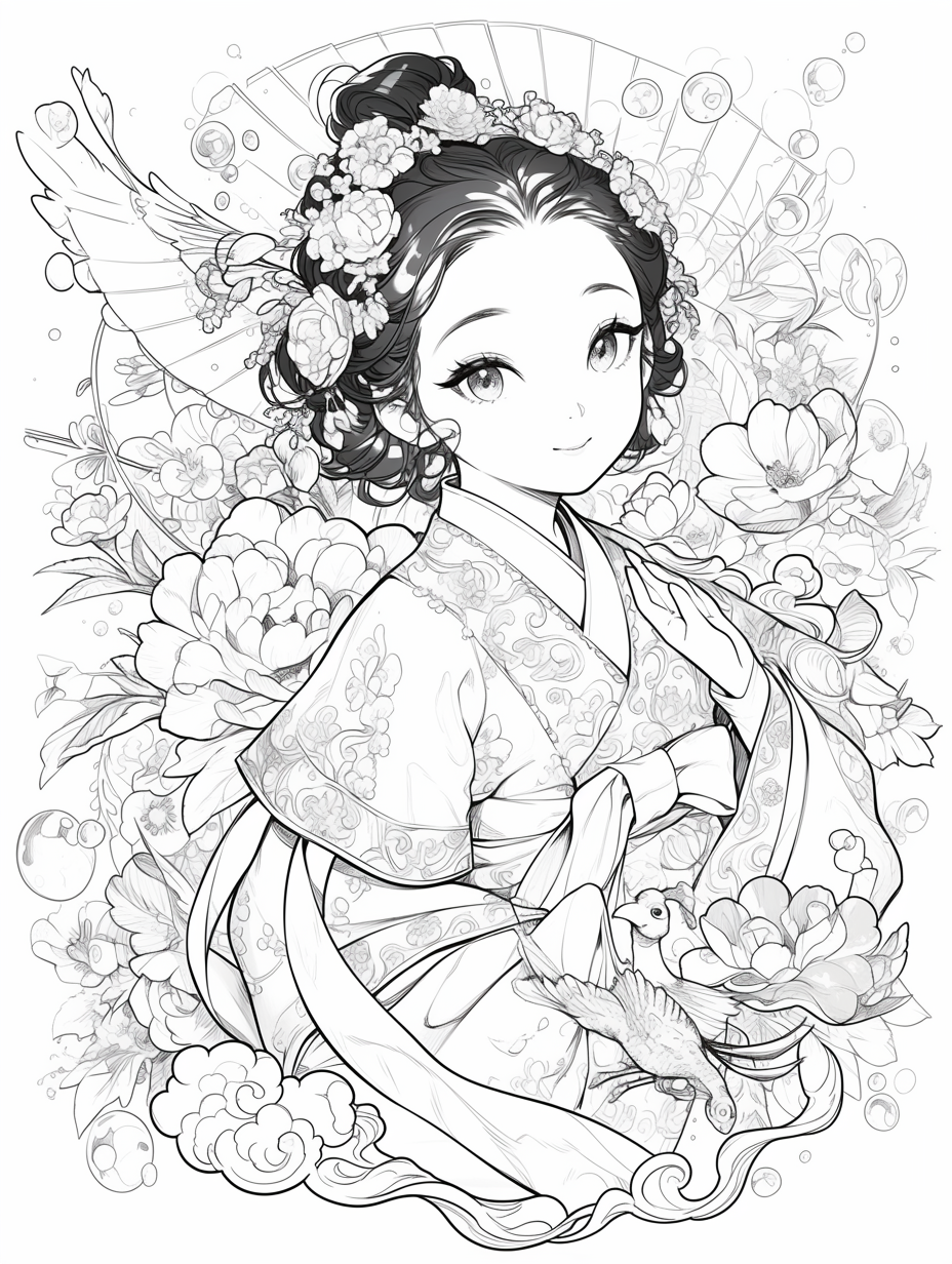 Korean Hanbok Fantasy with Peacock Wings