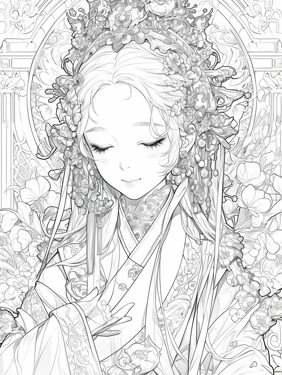 Korean Hanbok Fantasy with Peacock Wings