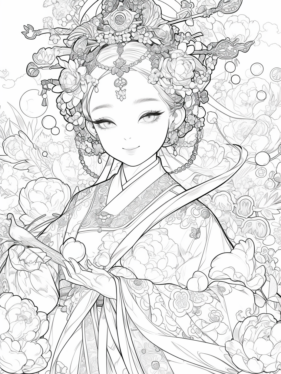 Korean Hanbok Fantasy with Peacock Wings