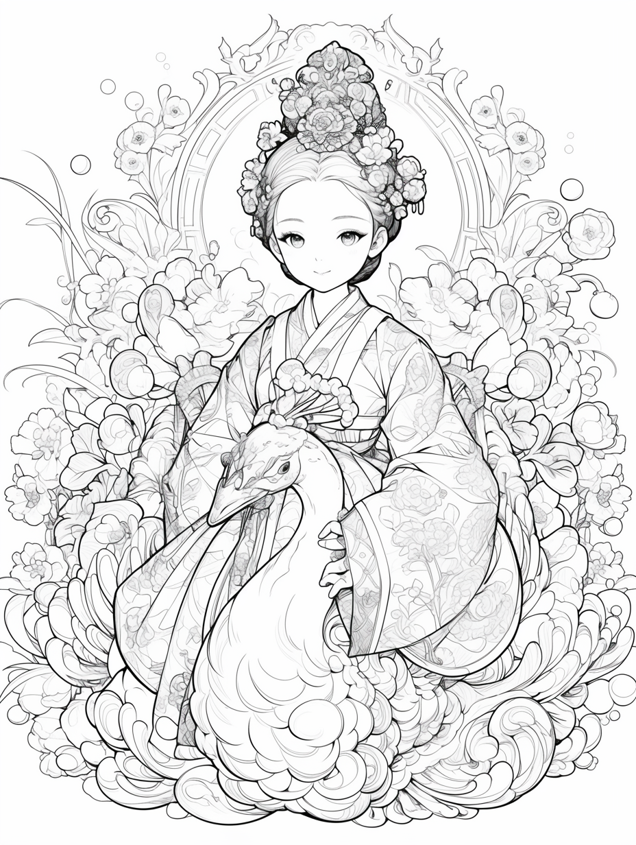 Korean Hanbok Fantasy with Peacock Wings