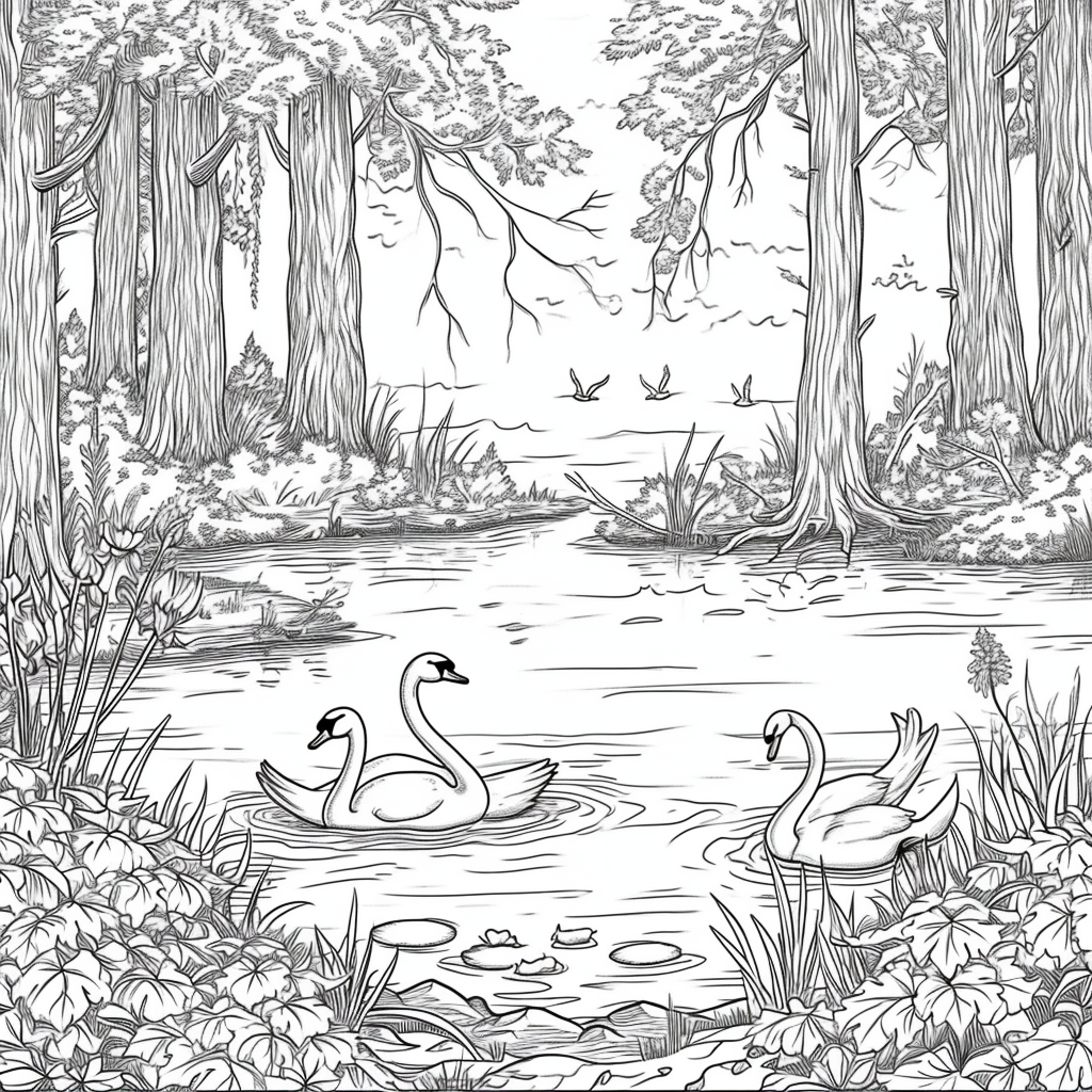 Swans of the Birch Forest