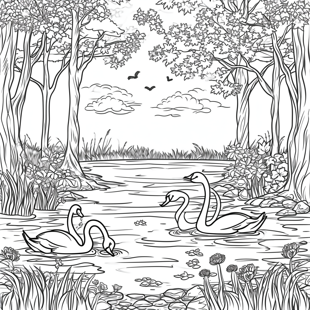 Swans of the Birch Forest