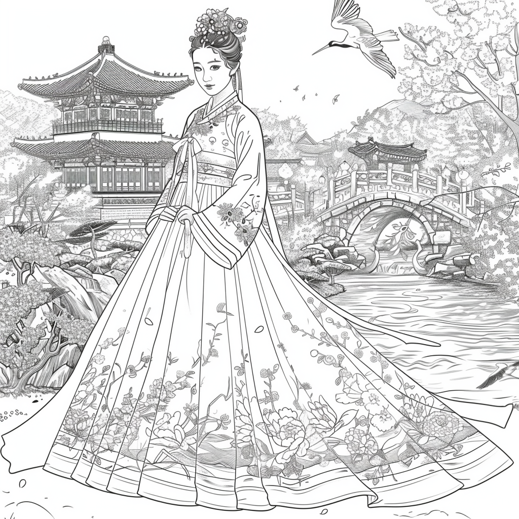 Eternal Grace: The Lady of Blossoms and Moonlight