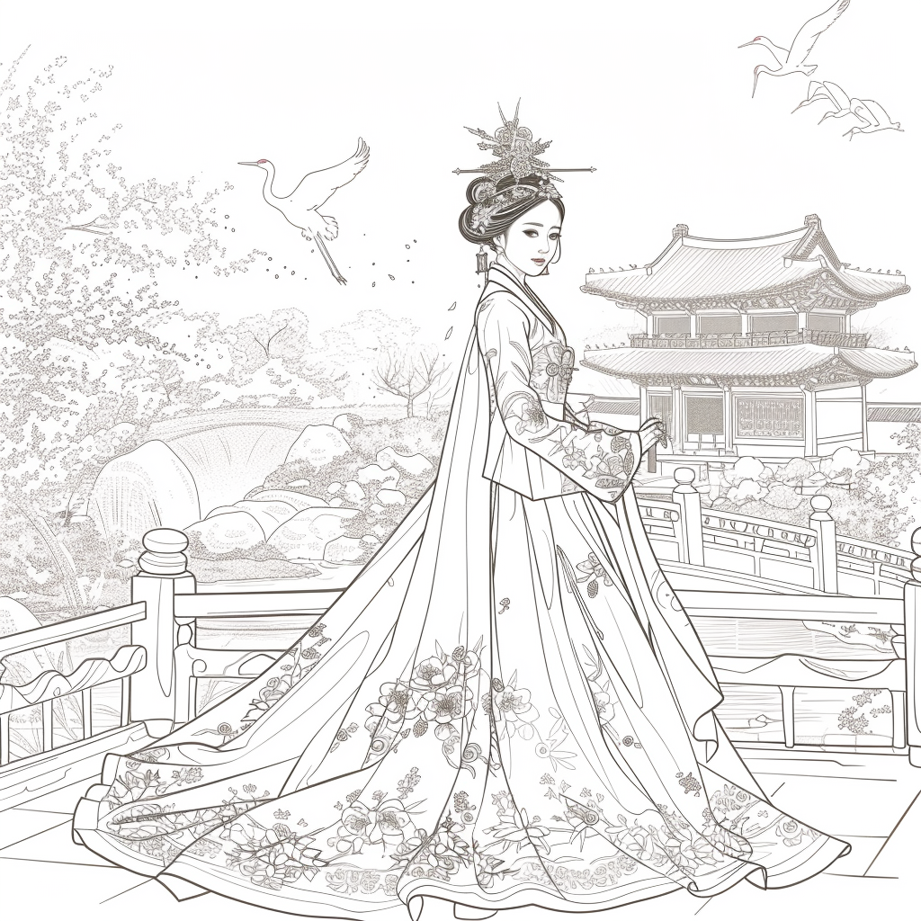 Eternal Grace: The Lady of Blossoms and Moonlight