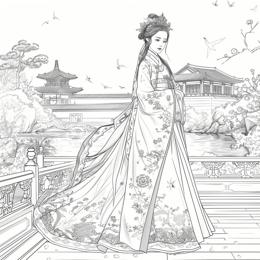 Eternal Grace: The Lady of Blossoms and Moonlight