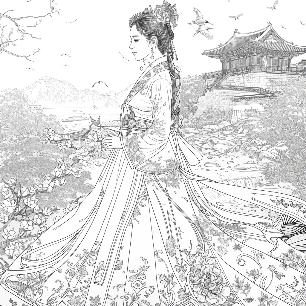 Eternal Grace: The Lady of Blossoms and Moonlight