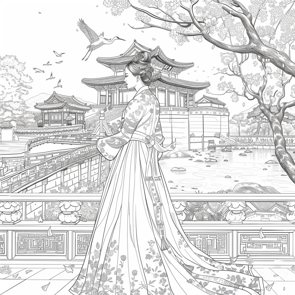 Eternal Grace: The Lady of Blossoms and Moonlight