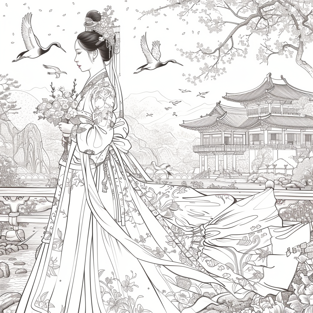 A Korean Beauty Beneath the Blossoming Night