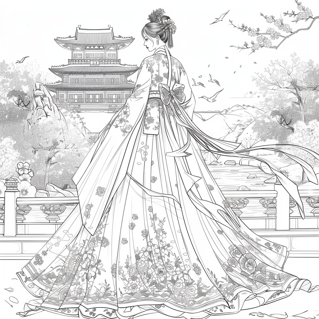 Eternal Grace: The Lady of Blossoms and Moonlight