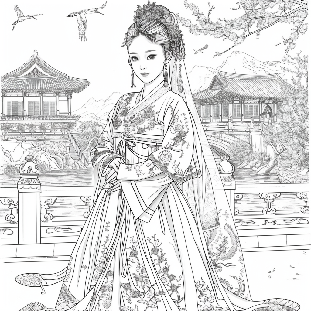 Eternal Grace: The Lady of Blossoms and Moonlight