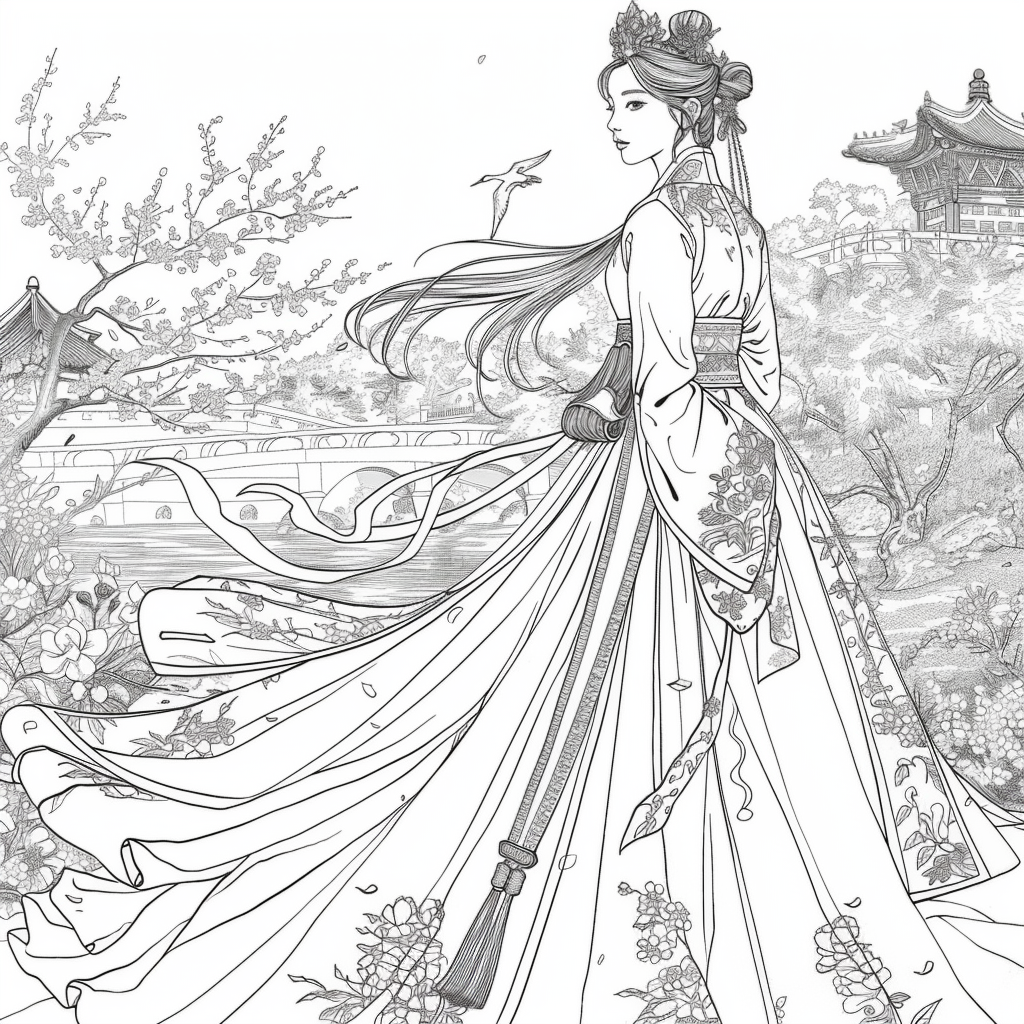 Eternal Grace: The Lady of Blossoms and Moonlight