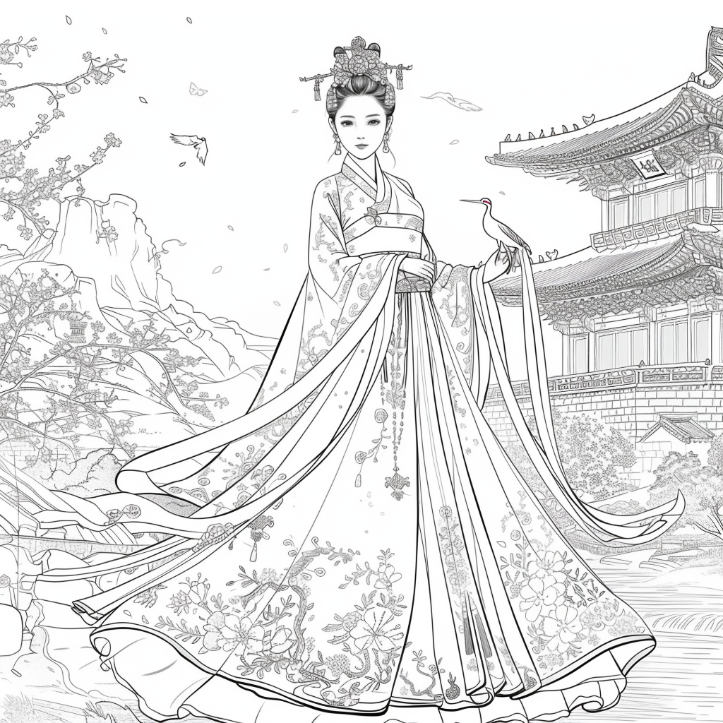 Eternal Grace: The Lady of Blossoms and Moonlight