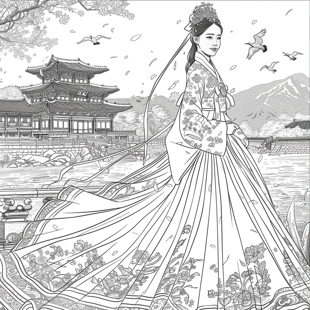 A Korean Beauty Beneath the Blossoming Night