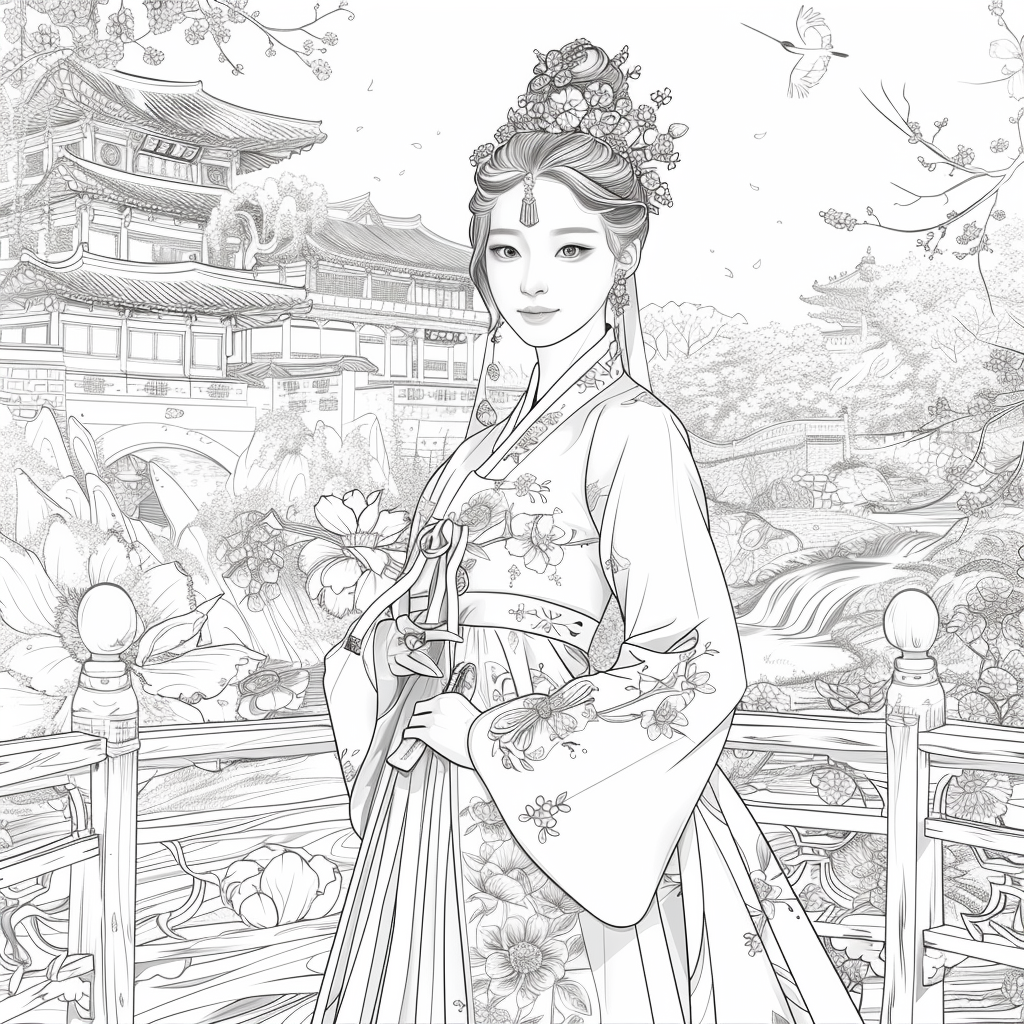 A Korean Beauty Beneath the Blossoming Night
