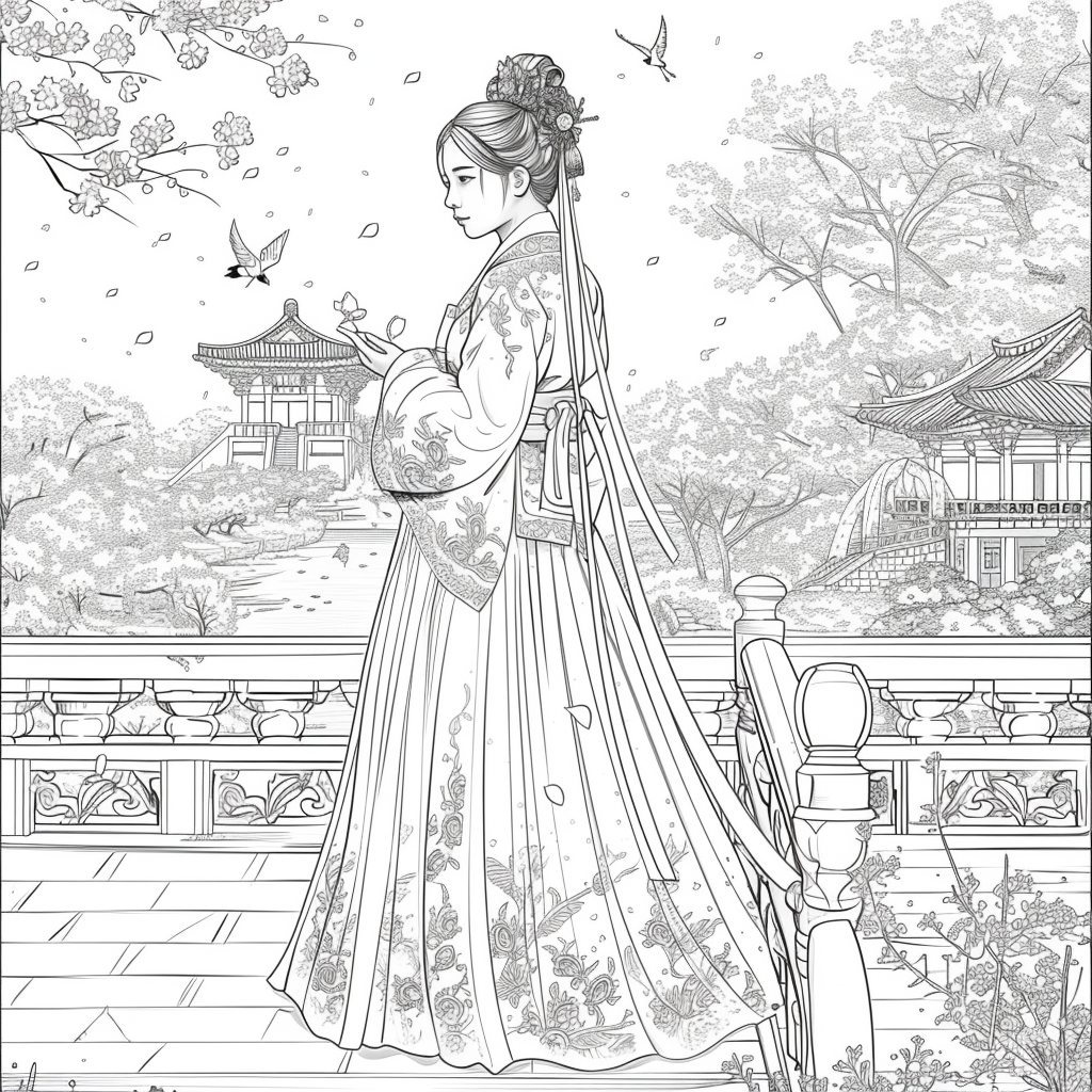 A Korean Beauty Beneath the Blossoming Night
