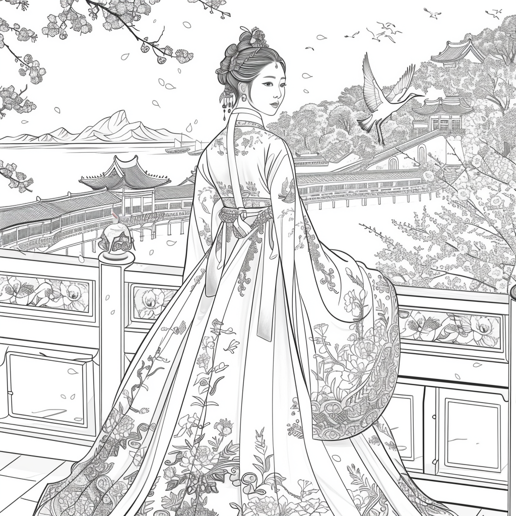 Eternal Grace: The Lady of Blossoms and Moonlight