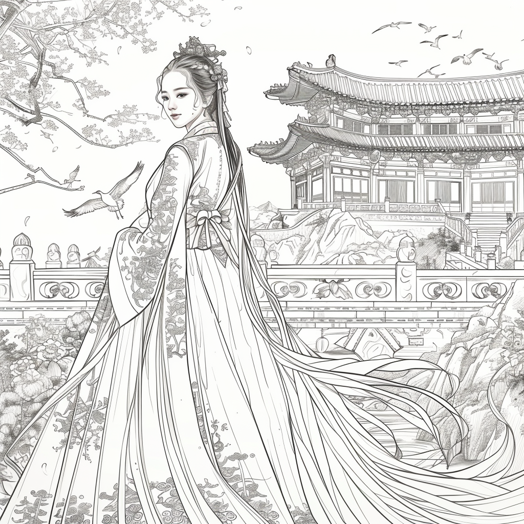 Eternal Grace: The Lady of Blossoms and Moonlight