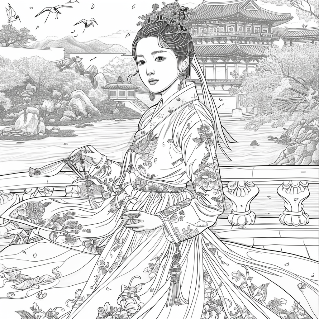 Eternal Grace: The Lady of Blossoms and Moonlight