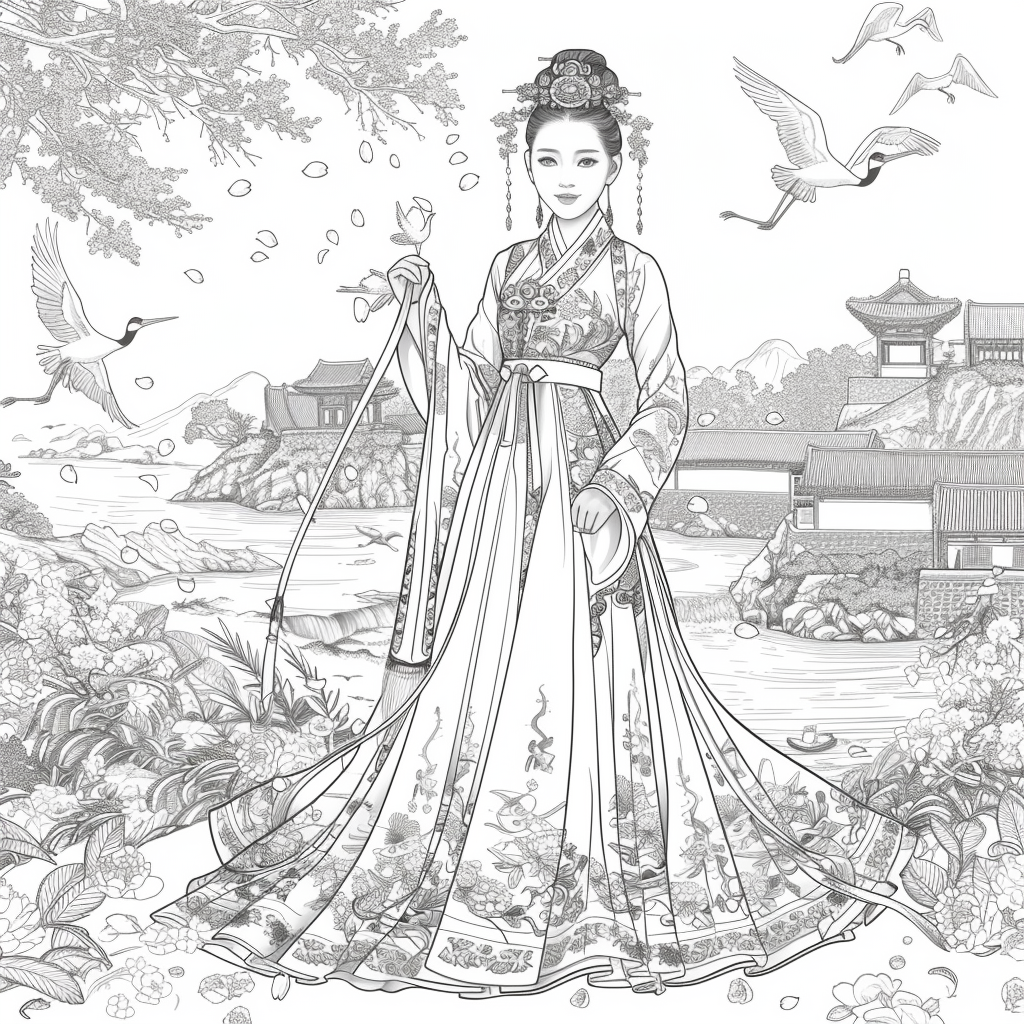 Eternal Grace: The Lady of Blossoms and Moonlight