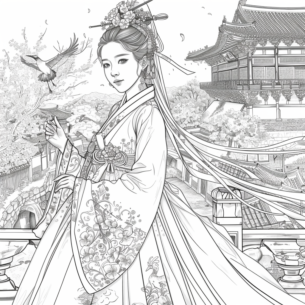 Eternal Grace: The Lady of Blossoms and Moonlight