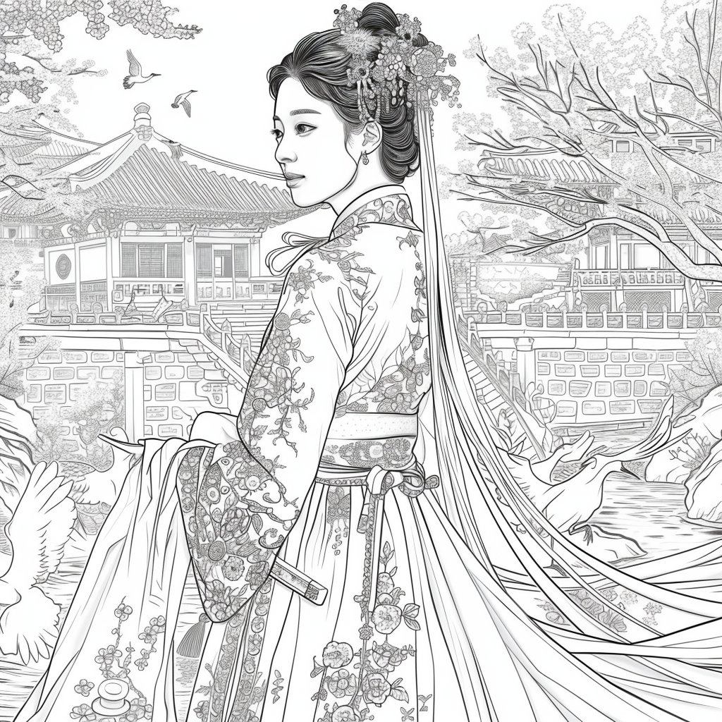 Eternal Grace: The Lady of Blossoms and Moonlight