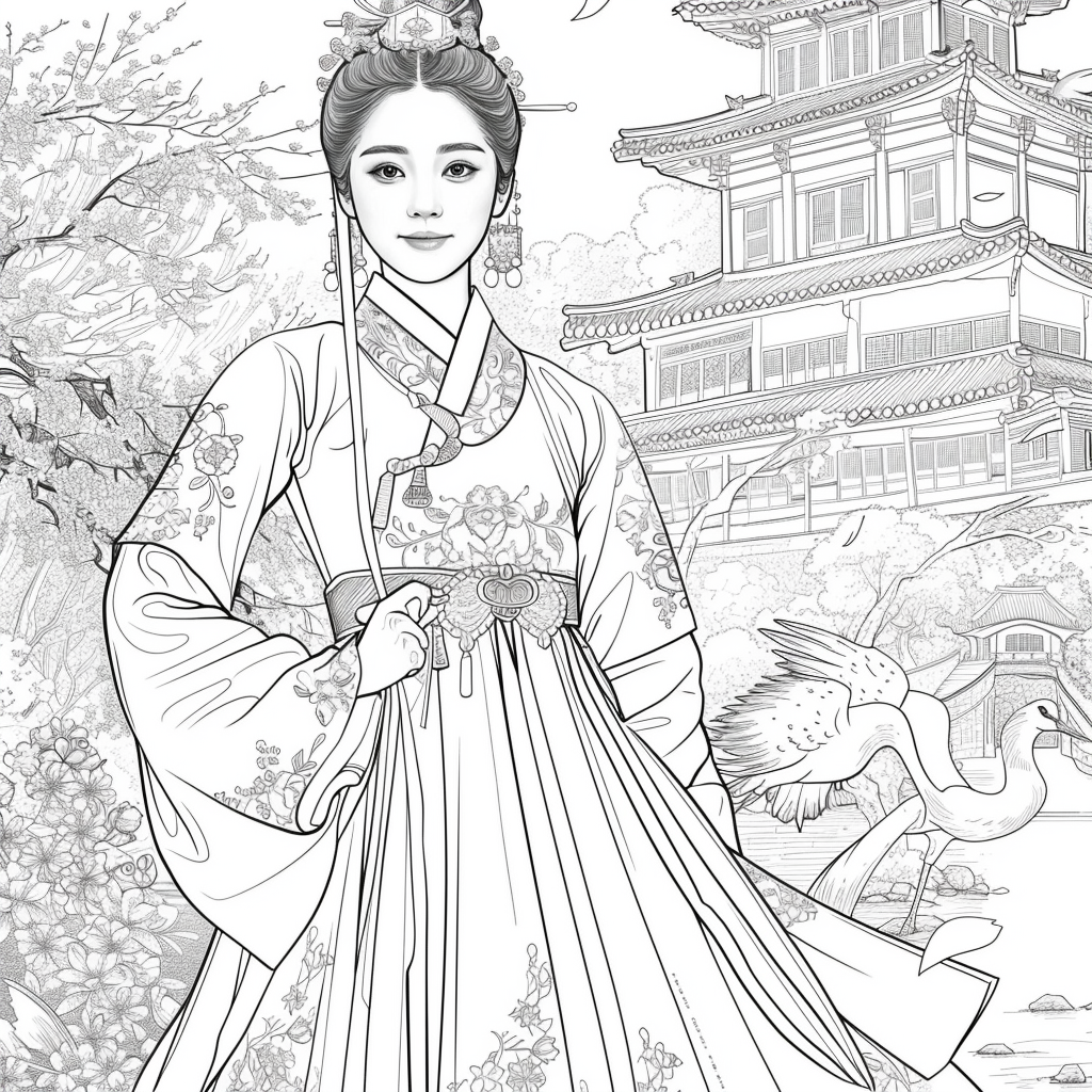 Blossoms of the Palace: Korean Princess by the Waterfall