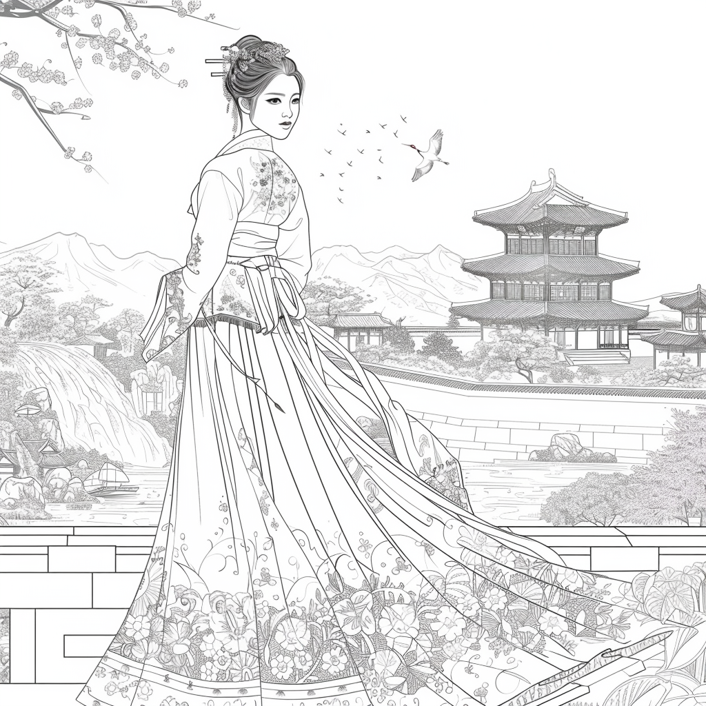 Blossoms of the Palace: Korean Princess by the Waterfall