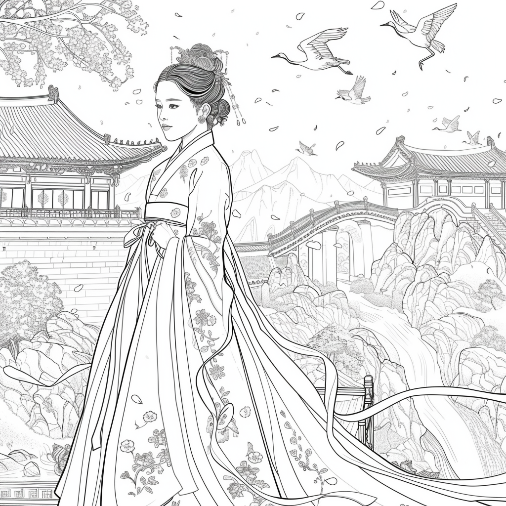 Blossoms of the Palace: Korean Princess by the Waterfall