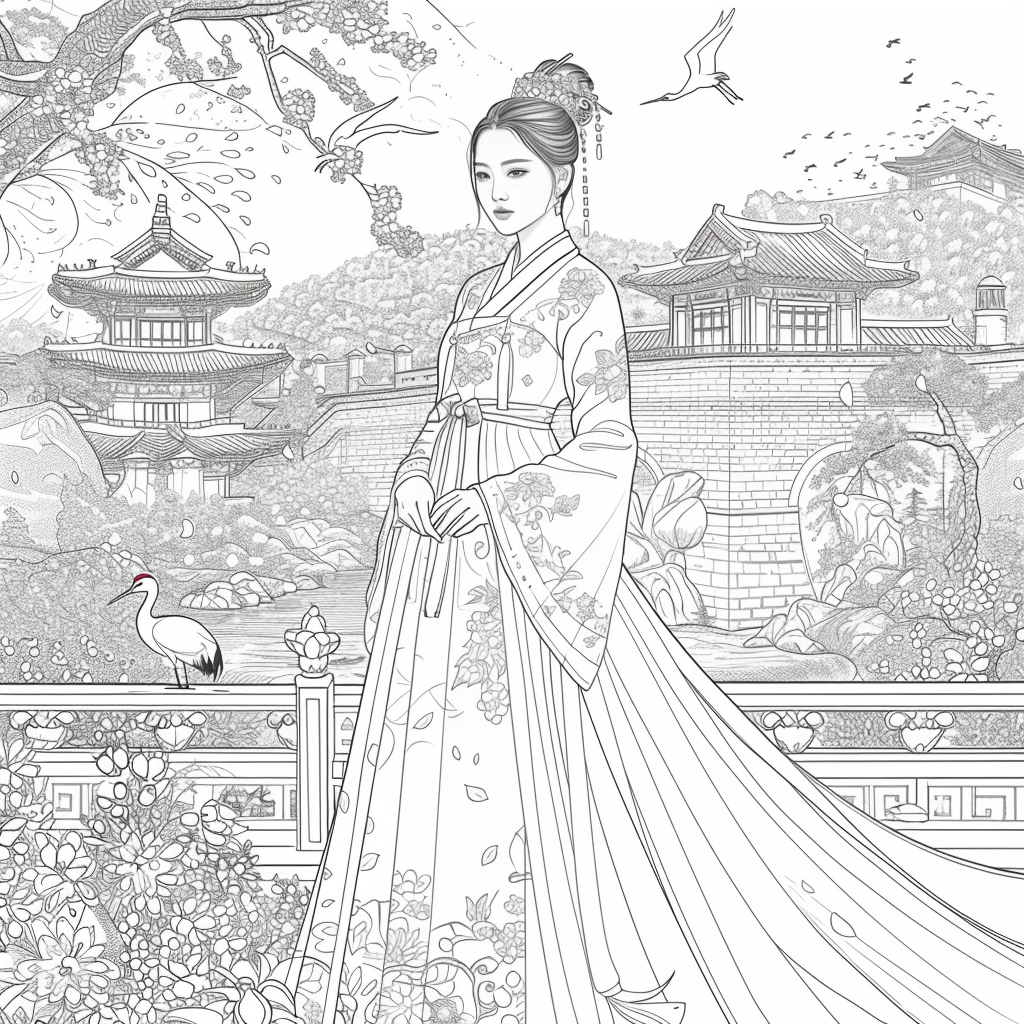 Blossoms of the Palace: Korean Princess by the Waterfall