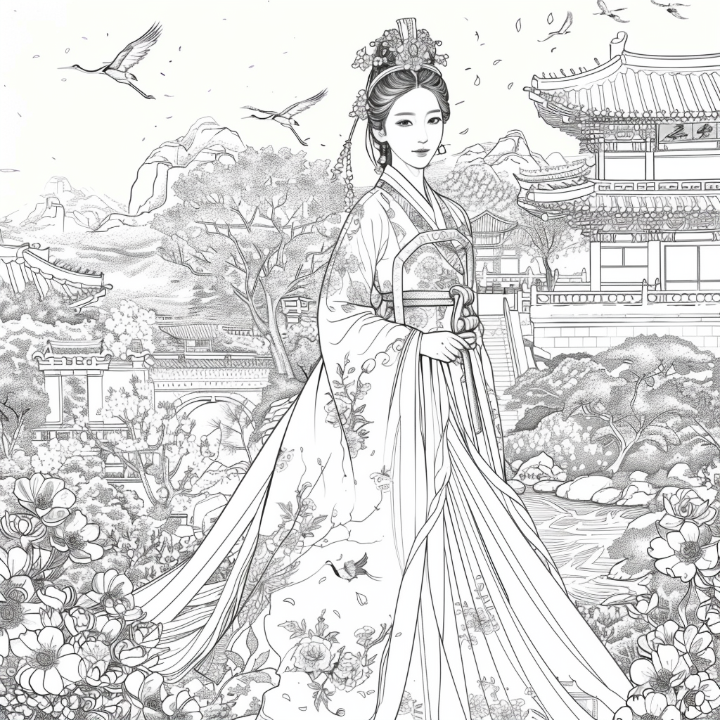 Blossoms of the Palace: Korean Princess by the Waterfall