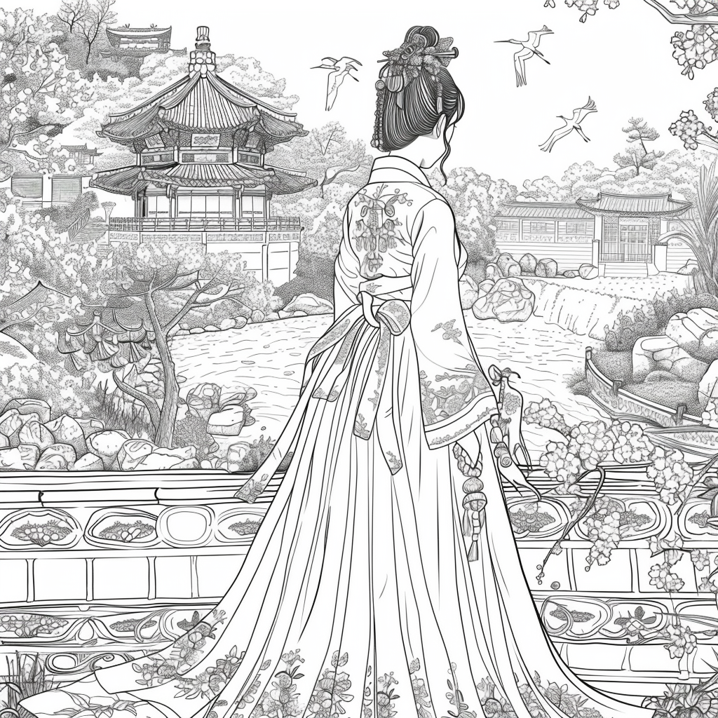 Blossoms of the Palace: Korean Princess by the Waterfall