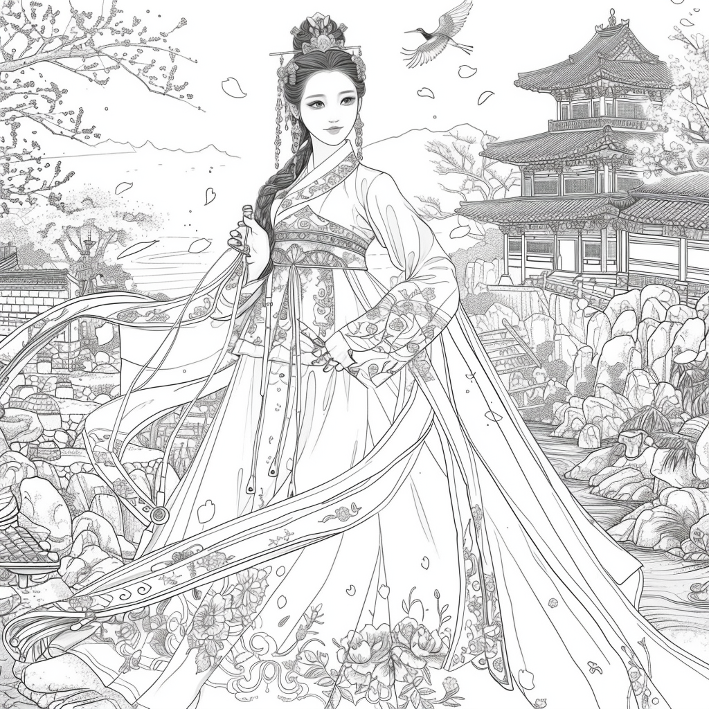 Blossoms of the Palace: Korean Princess by the Waterfall