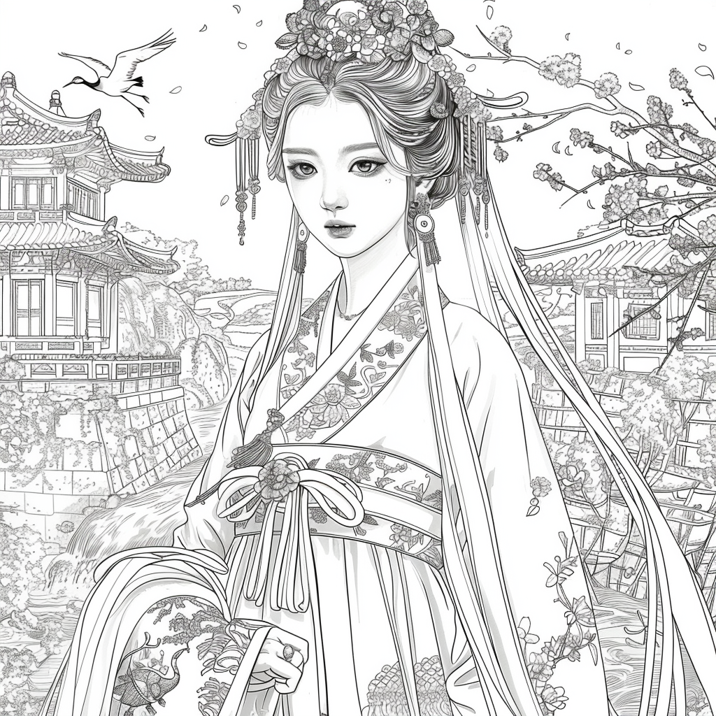 Blossoms of the Palace: Korean Princess by the Waterfall