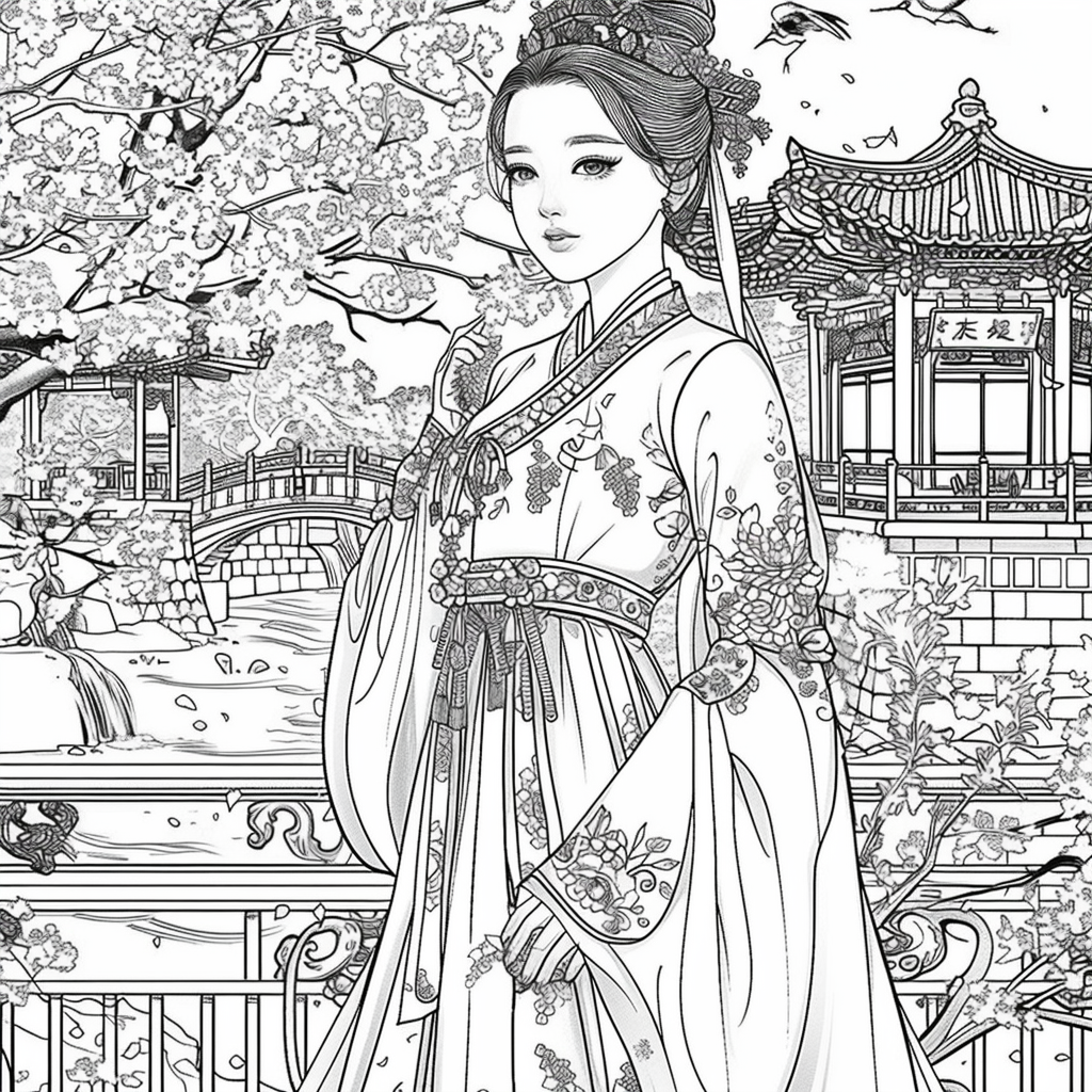 Blossoms of the Palace: Korean Princess by the Waterfall