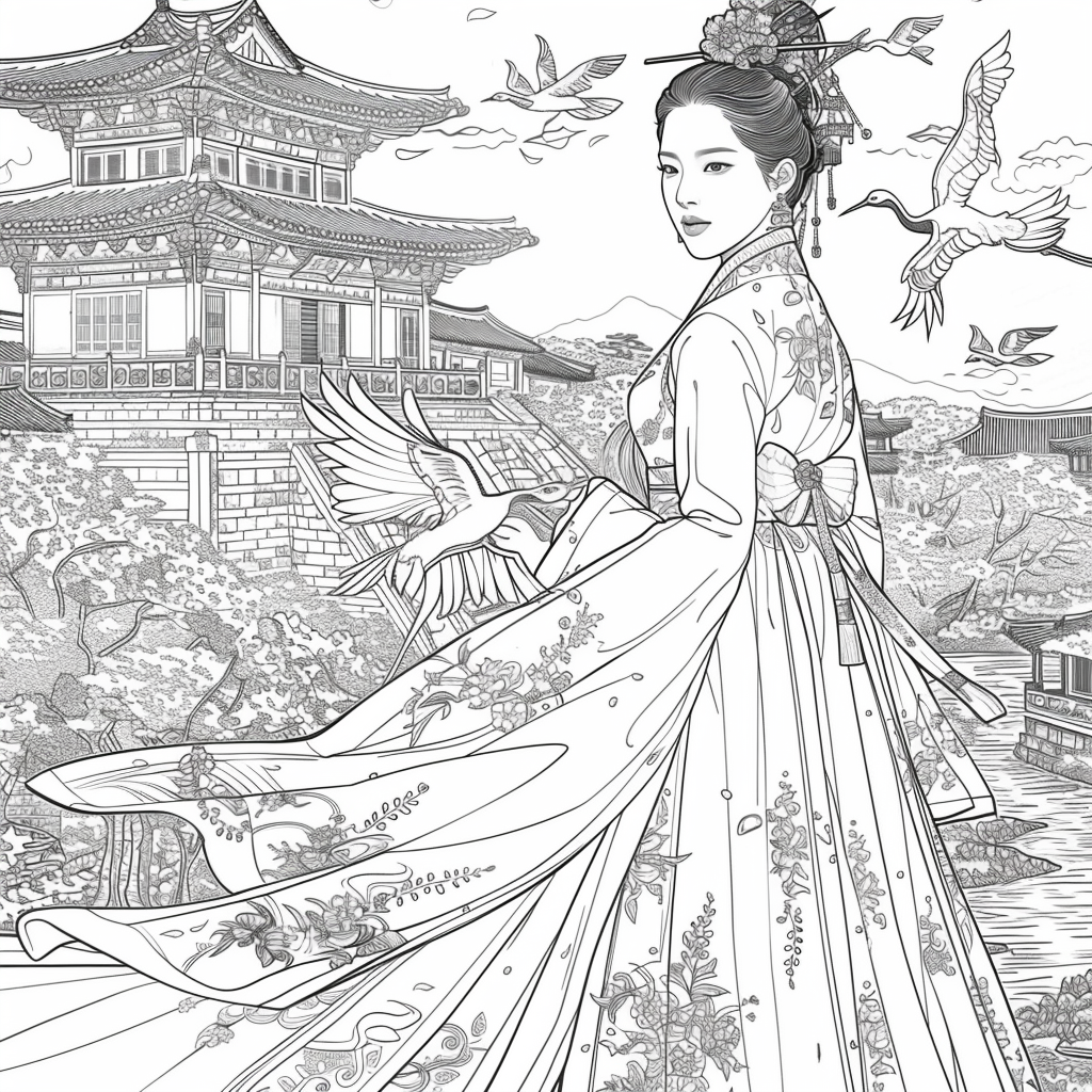 Blossoms of the Palace: Korean Princess by the Waterfall