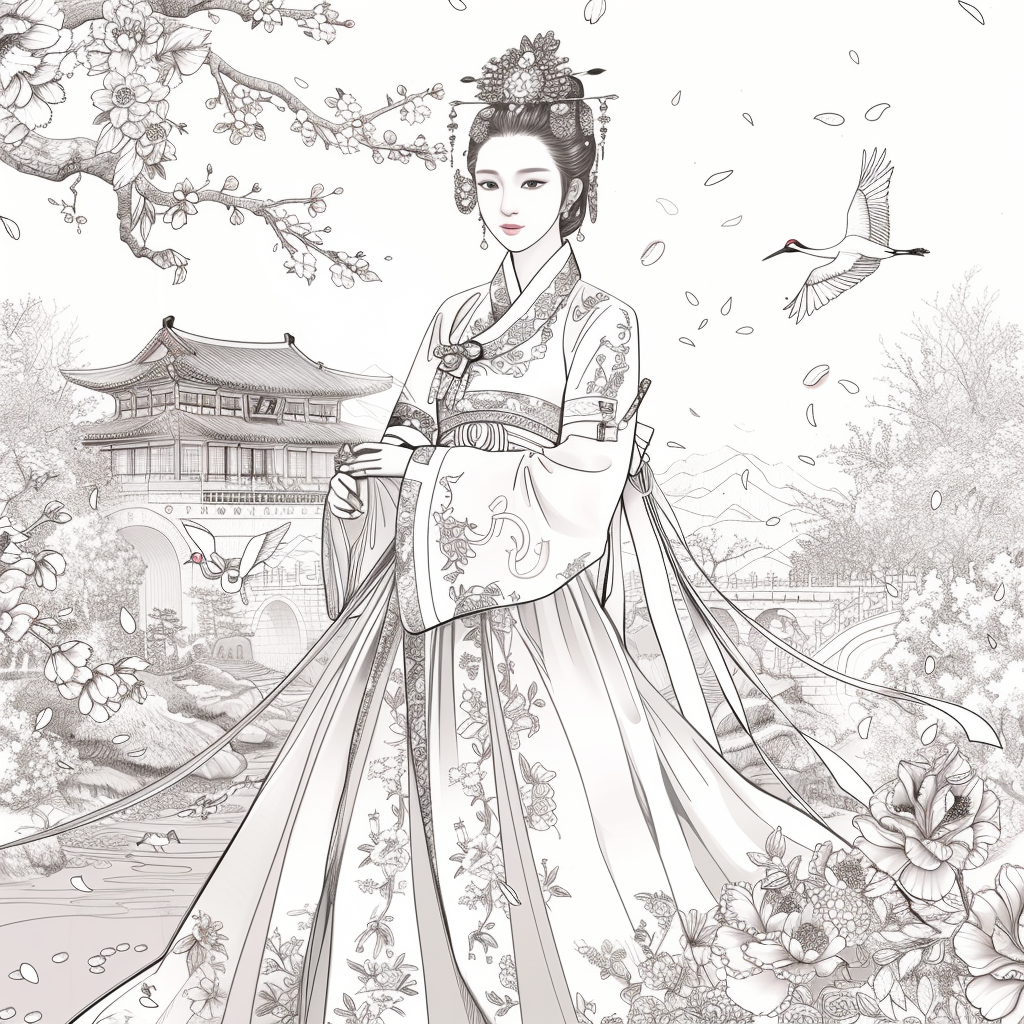 Blossoms of the Palace: Korean Princess by the Waterfall