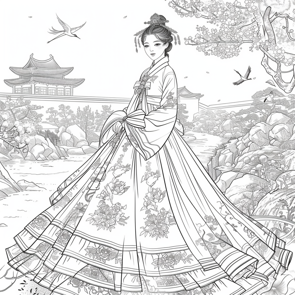 Blossoms of the Palace: Korean Princess by the Waterfall