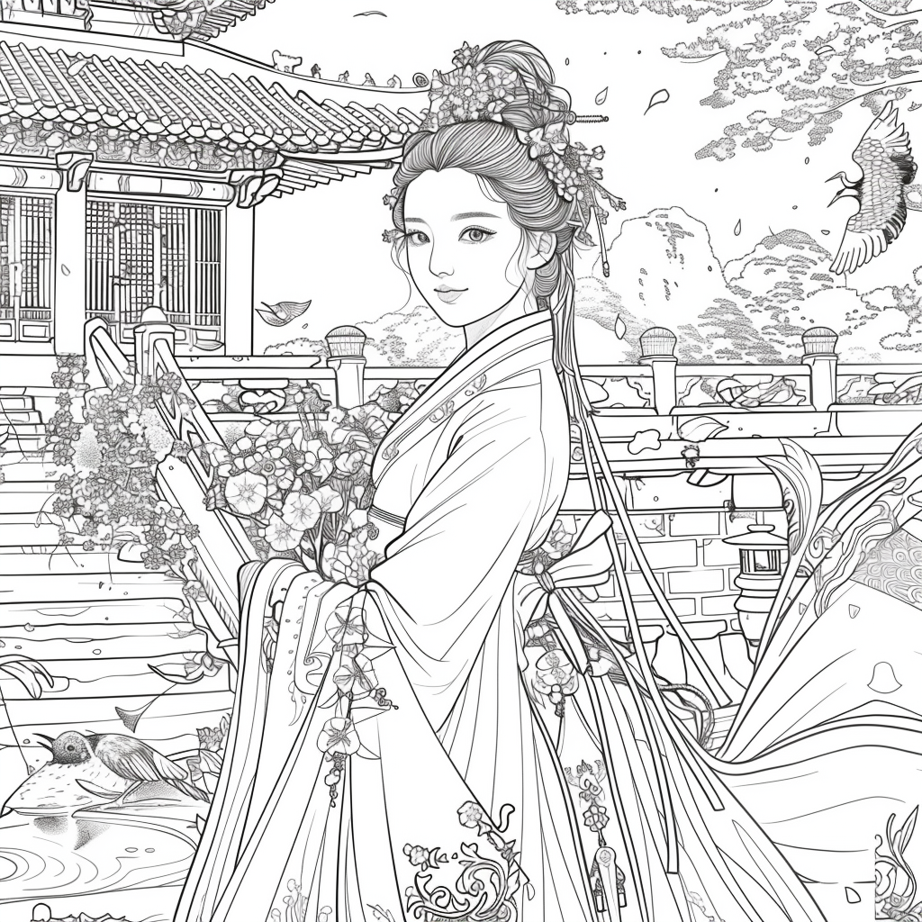 Blossoms of the Palace: Korean Princess by the Waterfall