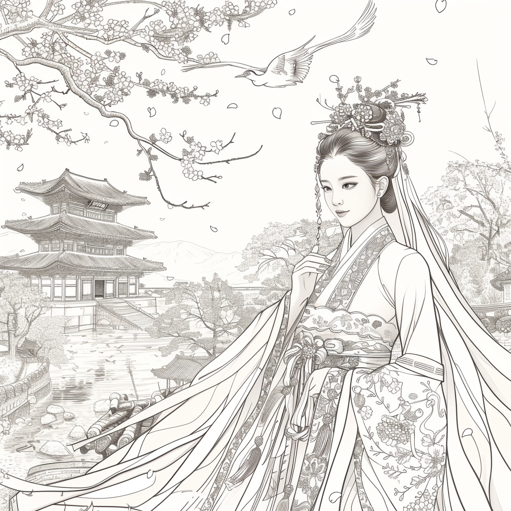 Blossoms of the Palace: Korean Princess by the Waterfall