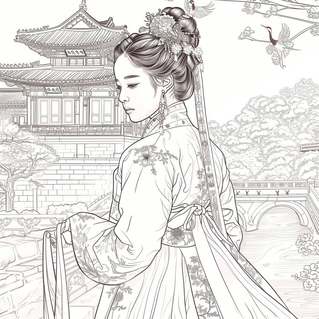 Blossoms of the Palace: Korean Princess by the Waterfall