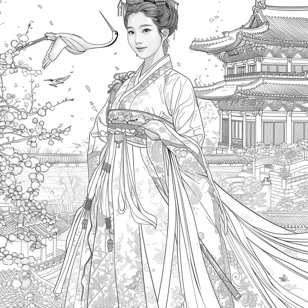 Blossoms of the Palace: Korean Princess by the Waterfall