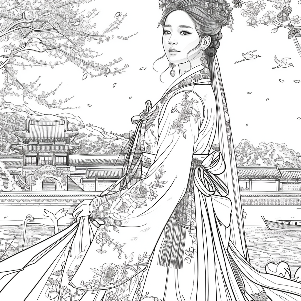 Blossoms of the Palace: Korean Princess by the Waterfall