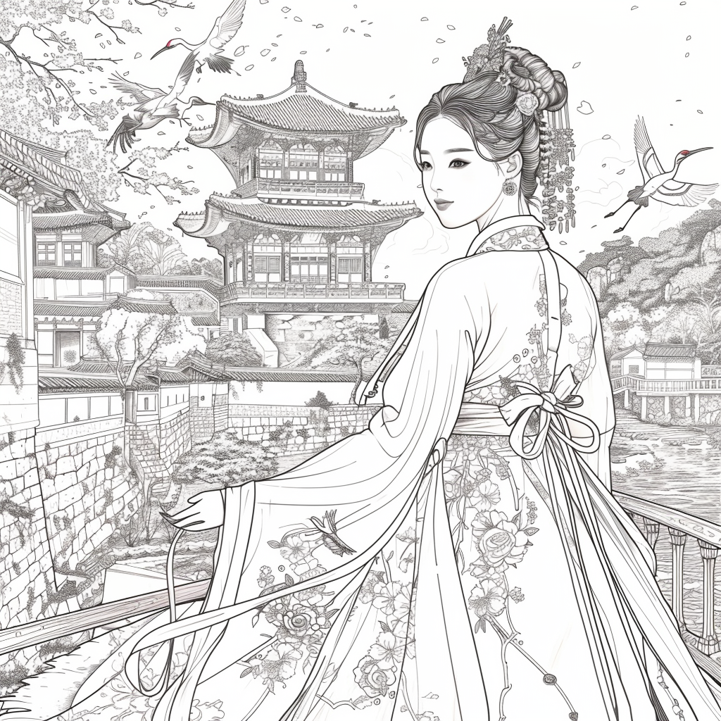 Blossoms of the Palace: Korean Princess by the Waterfall