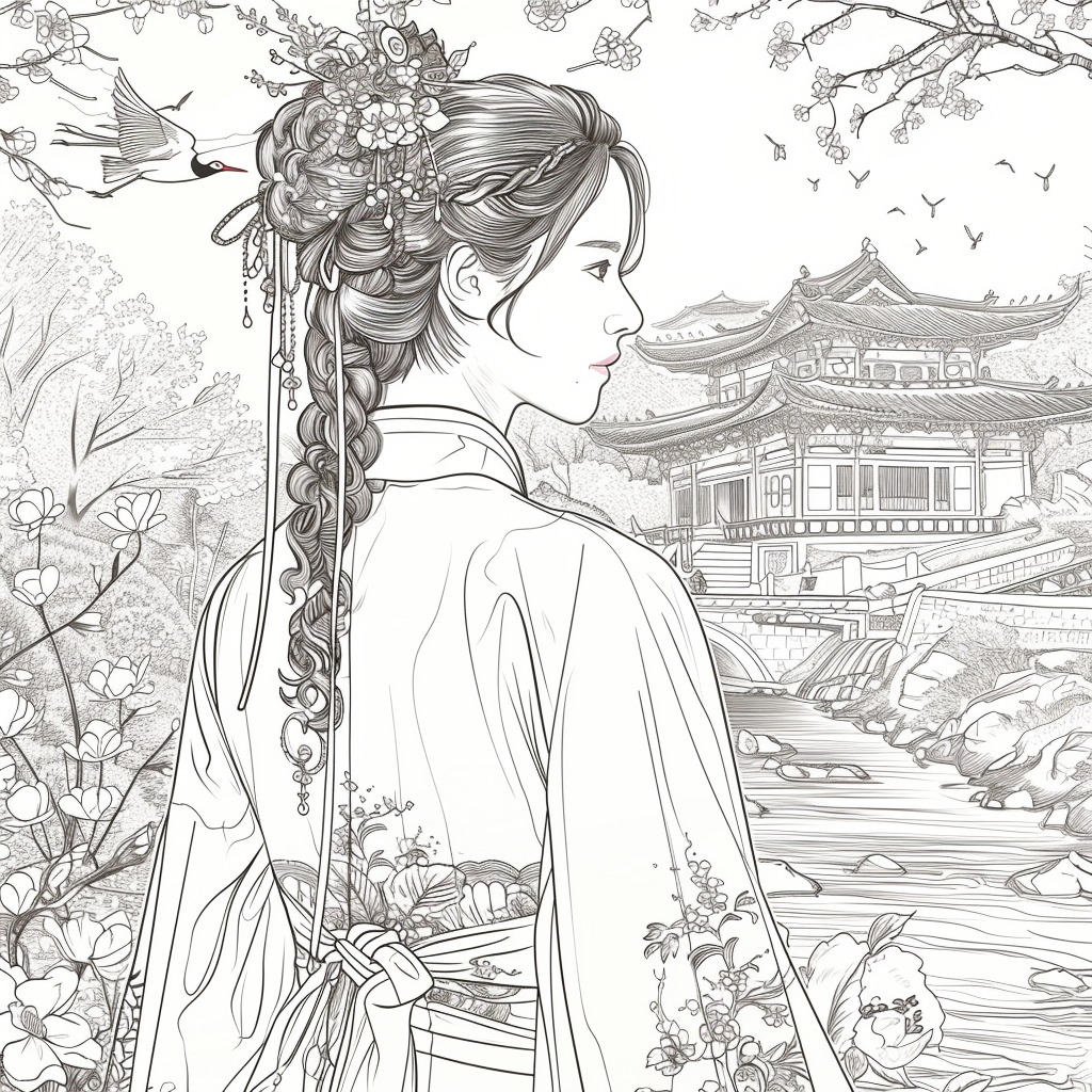 Blossoms of the Palace: Korean Princess by the Waterfall